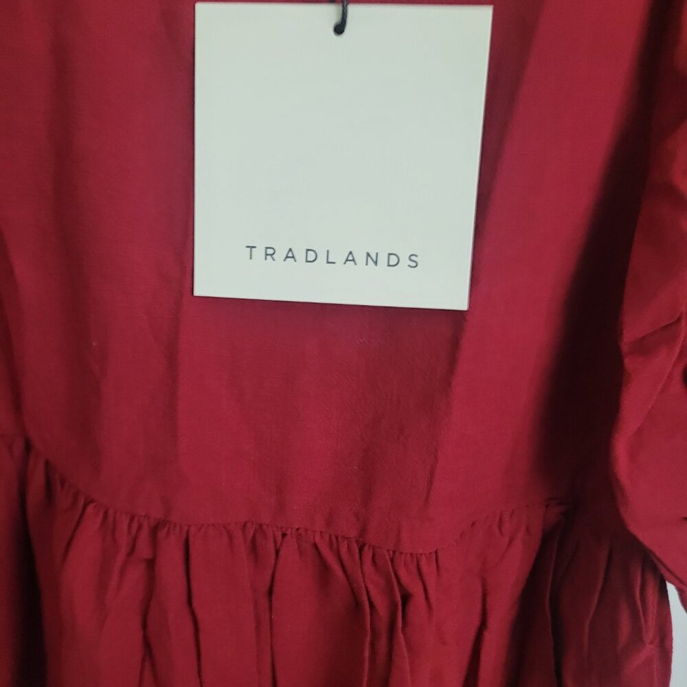 NEW TRADLANDS Nico 2.0 Balloon Sleeve Dress Garnet Size S - Picture 7 of 10